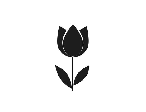 Black Tulip vector icon. Nature. 