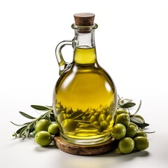 Extra Virgin Olive Oil and Olives Still Life Composition