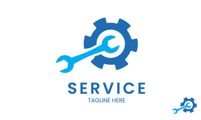 Service Logo Design Template With Servicing Tool. - obrazy, fototapety, plakaty
