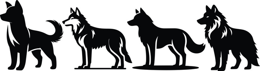 Dog logo style art set, isolated 