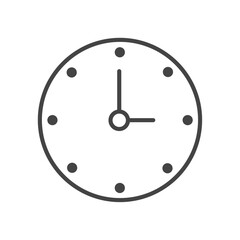 Vector illustration. Clock flat icon. Gray icon on isolated on white background. Perfect for your creative idea.