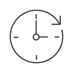 Vector illustration. Clock flat icon. Gray icon on isolated on white background. Perfect for your creative idea.
