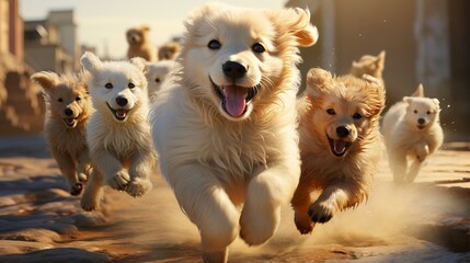 Energetic puppies engaging in playful activities.
