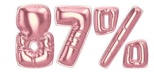 87 Percent Gold Balloon 3D Number