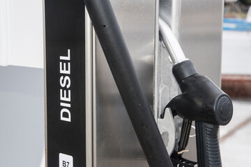Gasoline column for diesel fuel closeup 