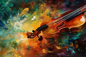 Violin key, musical, abstract, painted. Generative AI