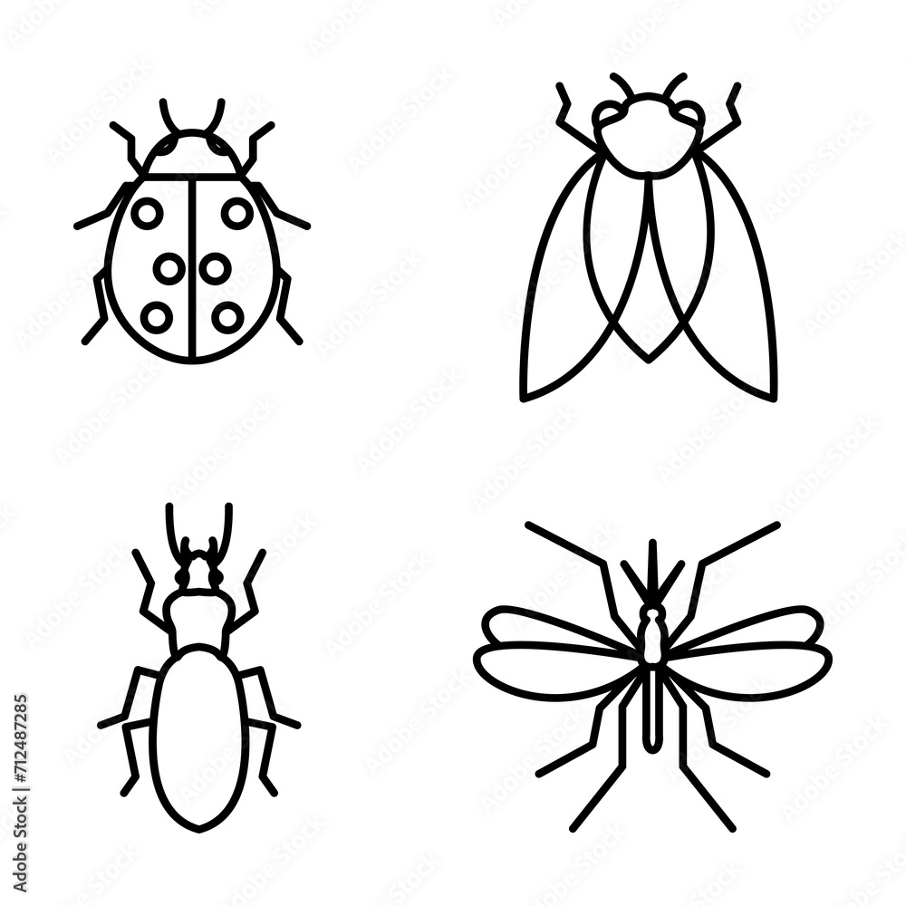 Poster animal insect icon logo design vector