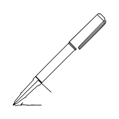 Education Pen continuous single line outline vector art drawing and simple one line minimalist design
