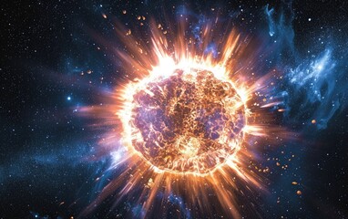 Supernova Explosion: An explosive portrayal of a supernova event, showcasing the powerful release of energy and elements into the cosmos