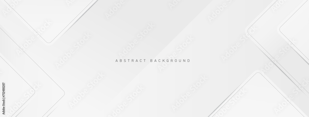 Wall mural abstract white and light gray modern soft luxury texture with geometric shape overlap layer. smooth 