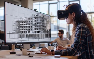 Virtual Architectural Design: Architects and designers using VR tools to visualize and refine architectural concepts in a virtual space