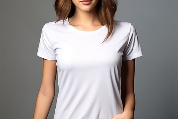Obraz premium Woman in White Tshirt Mockup created with Generative AI