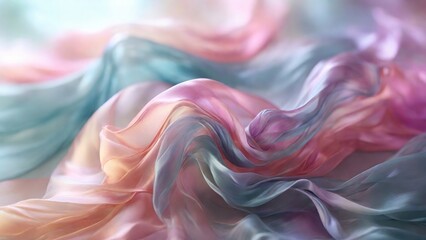 Enchanting Elegance Digital Backgrounds with Transparent Silk Flow Pastel Hues and Ethereal Bokeh...