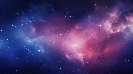 Fototapeta na wymiar Cosmos Space Filled with Countless Stars. Blue Purple Pink Colors, Celestial, Universe, Astronomy 