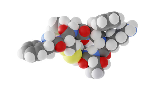 octreotide molecule, octapeptide, molecular structure, isolated 3d model van der Waals