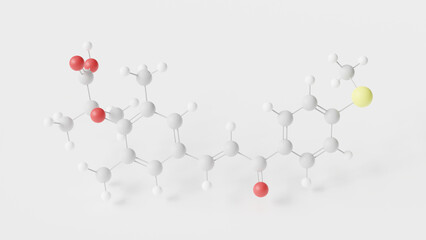elafibranor molecule 3d, molecular structure, ball and stick model, structural chemical formula ppar agonists