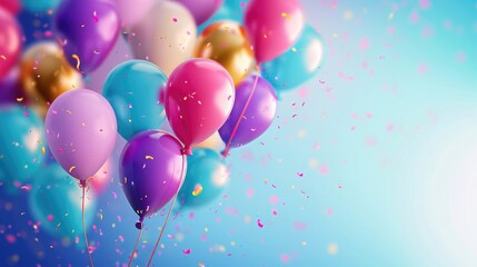 Birthday background with realistic balloons