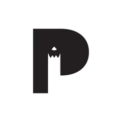 letter p for pencil icon logo design vector