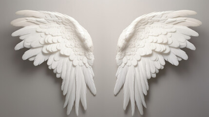Angel wings on gray background