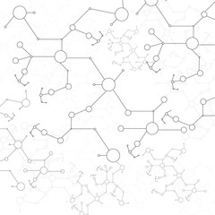 connected black circles with lines on white,connected molecular structures ,technology background