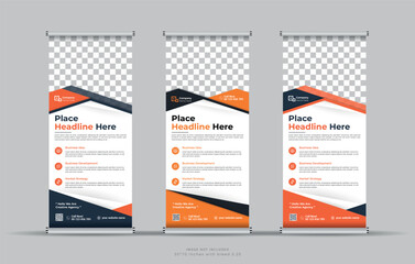 Roll Up Banner Stand Design with Abstract Geometric Colorful Speech