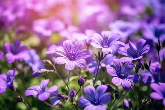 Summer purple flowers background illustration.
