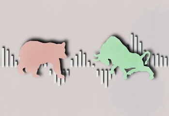 The image of the bear and bulls represented by the stock market. It is a simple symbol.