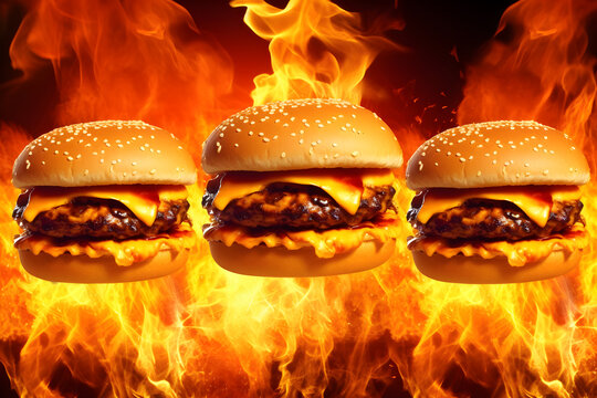 hamburger on black background