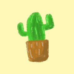 cactus in a pot illustration. Cute hand drawing. 