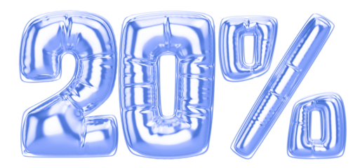 20 Percent Blue  Balloon 3D Number