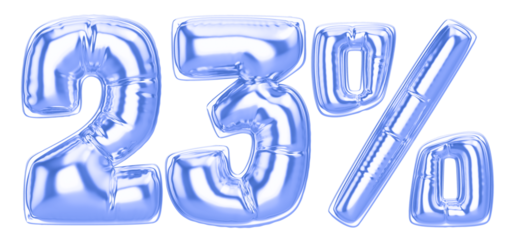 23 Percent Blue  Balloon 3D Number