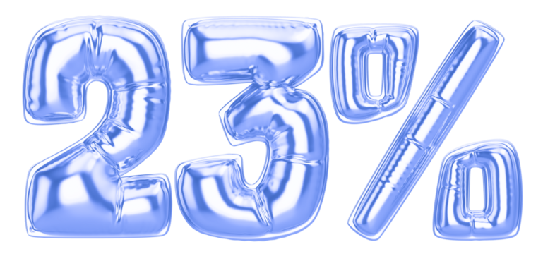 23 Percent Blue  Balloon 3D Number