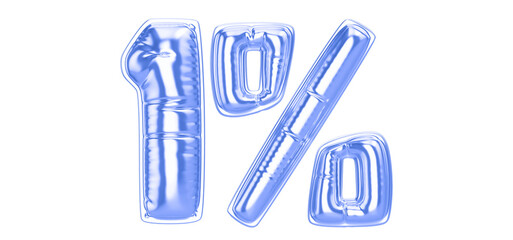 1 Percent Blue  Balloon 3D Number