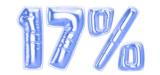 17 Percent Blue  Balloon 3D Number