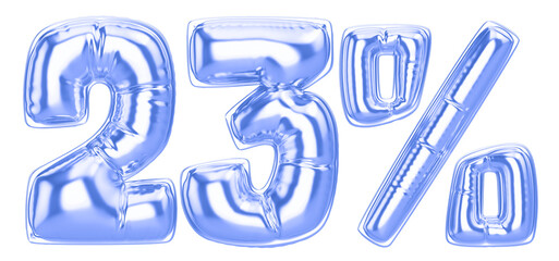 23 Percent Blue  Balloon 3D Number
