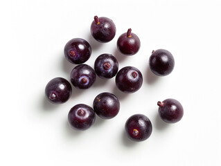 Fresh acai berries isolated on white background in a minimalist style.