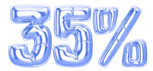 35 Percent Blue  Balloon 3D Number