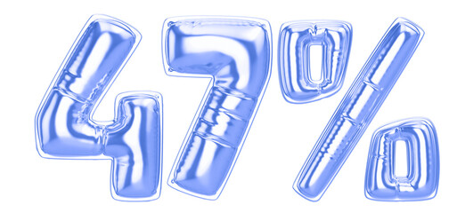 47 Percent Blue  Balloon 3D Number