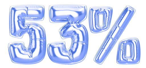 53 Percent Blue  Balloon 3D Number
