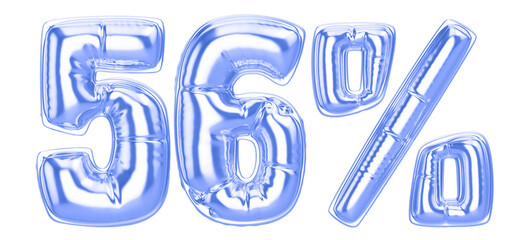 56 Percent Blue  Balloon 3D Number