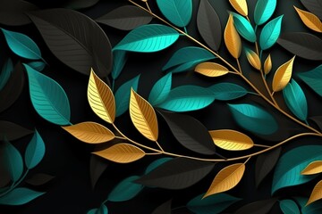 Luxury leaves on a black background illustration.