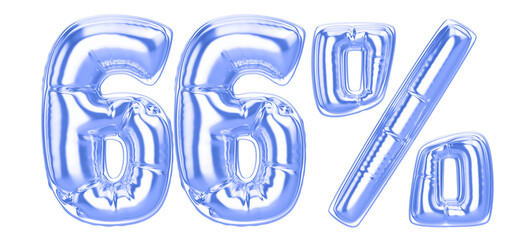 66 Percent Blue  Balloon 3D Number