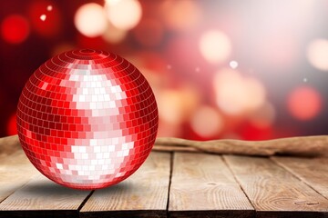 Shiny colored disco ball on party background