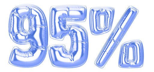 95 Percent Blue  Balloon 3D Number
