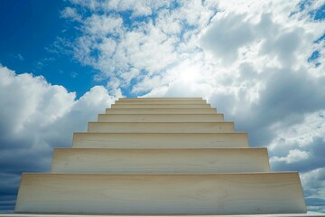 Heavenly progression White ladder implies success against the sky backdrop
