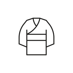 Kimono line icon, japanese kimono, isolated on white background, vector illustration