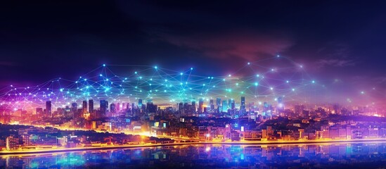 smart city with connected dots on it. ai generative