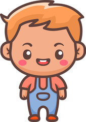 Obraz premium Cute happy little boy cartoon illustration