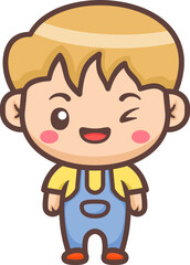 Cute happy little boy cartoon illustration