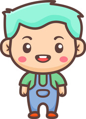 Cute happy little boy cartoon illustration